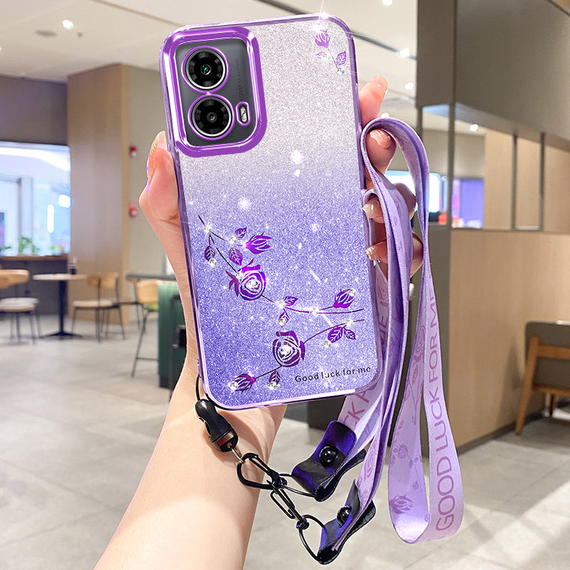 KADEM TPU Case for Motorola Moto G24 4G / Moto G24 5G Shell Glitter Sparkle Phone Cover with Lanyard KADEM TPU Case for Motorola Moto G24 4G / Moto G24 5G Shell Glitter Sparkle Phone Cover with Lanyard